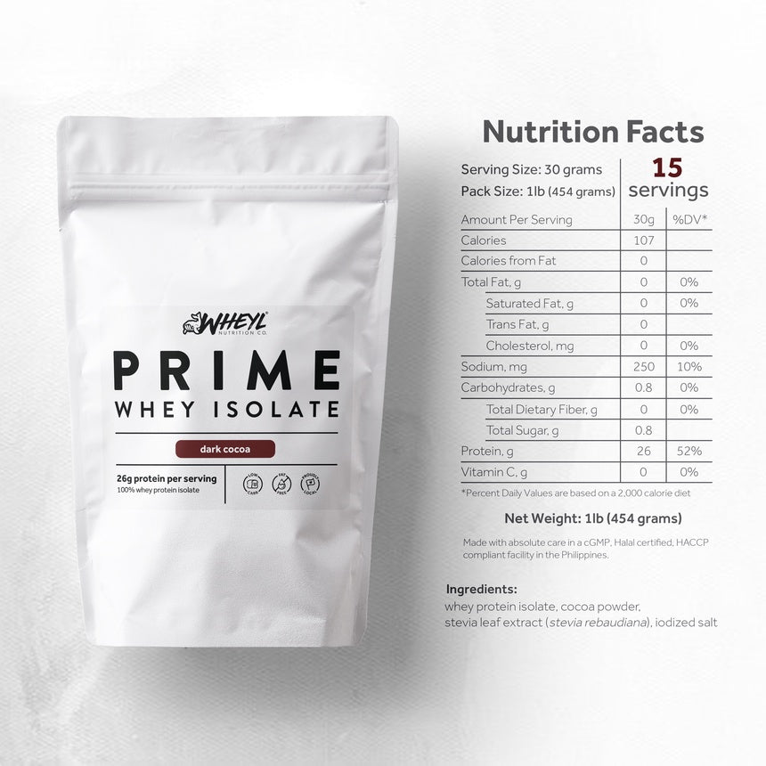 PRIME WHEY ISOLATE 1LB - 15 Servings with Stickers and Scooper [by WHEYL NUTRITION]