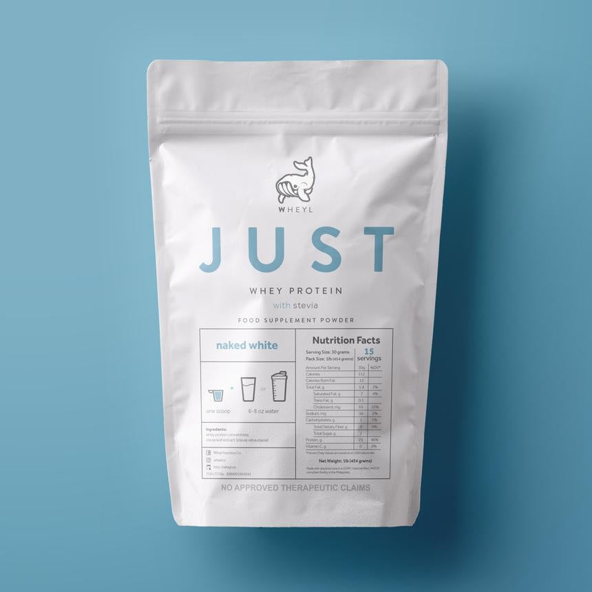 JUST WHEY PROTEIN 1LB - 15 Servings with Scooper and Stickers [by WHEYL NUTRITION]