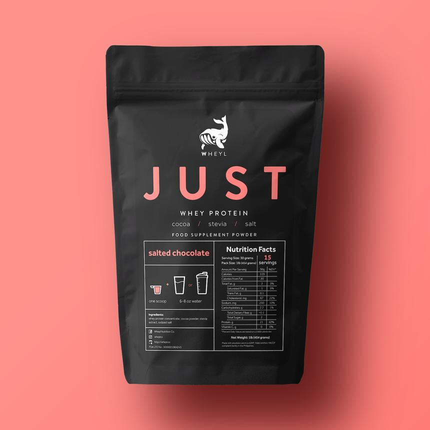 JUST WHEY PROTEIN 1LB - 15 Servings with Scooper and Stickers [by WHEYL NUTRITION]