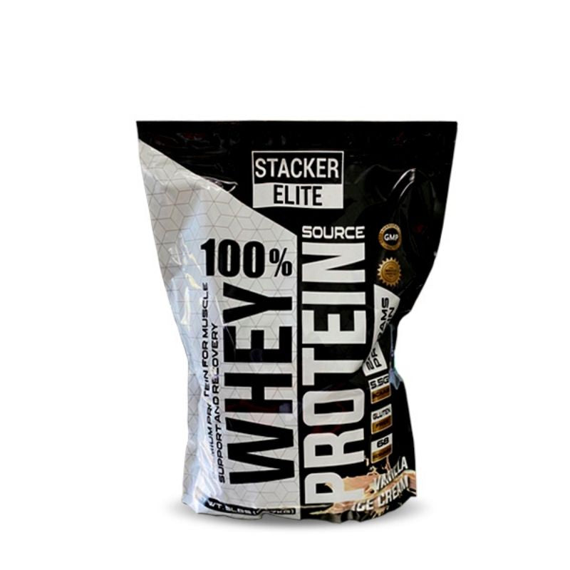 STACKER ELITE 100% WHEY PROTEIN 5LBS 68 Servings with FREE SHAKER | Muscle Support and Recovery