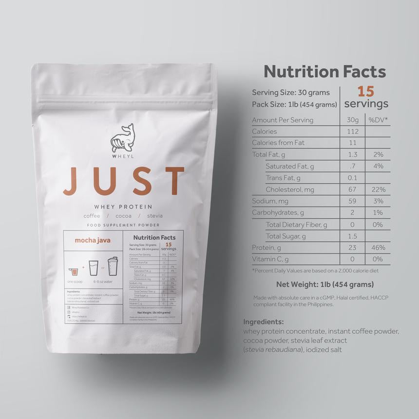 JUST WHEY PROTEIN 1LB - 15 Servings with Scooper and Stickers [by WHEYL NUTRITION]