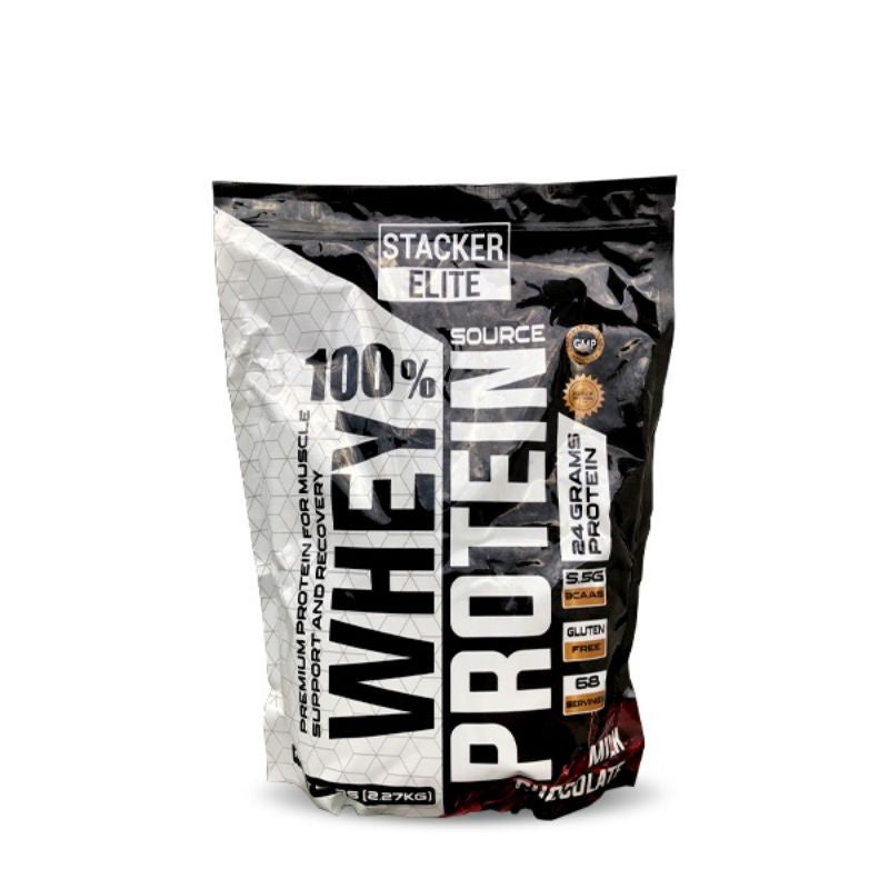 STACKER ELITE 100% WHEY PROTEIN 5LBS 68 Servings with FREE SHAKER | Muscle Support and Recovery