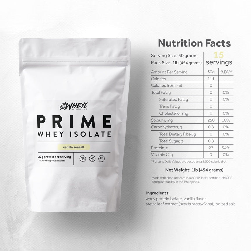PRIME WHEY ISOLATE 1LB - 15 Servings with Stickers and Scooper [by WHEYL NUTRITION]