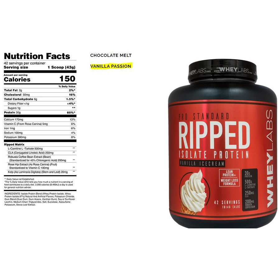 WHEYLABS PRO STANDARD RIPPED ISOLATE PROTEIN 4LBS with or without SHAKER - WheyLabs