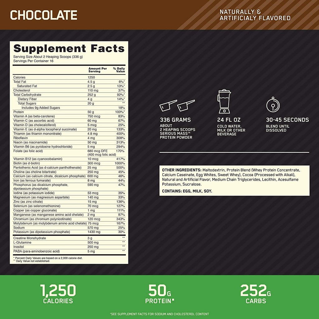 OPTIMUM NUTRITION SERIOUS MASS 12LBS plus FREEBIES