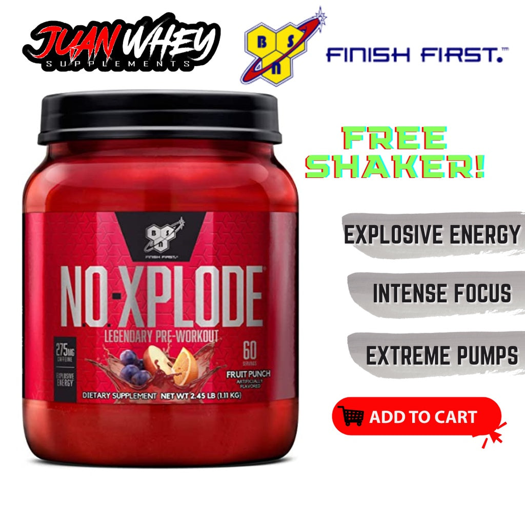 BSN N.O.-XPLODE Pre Workout Supplement with Creatine, Beta-Alanine, and Energy with FREE SHAKER