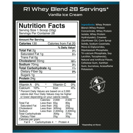 Rule 1 Whey Protein Blend Powder (1LB/2LBS)