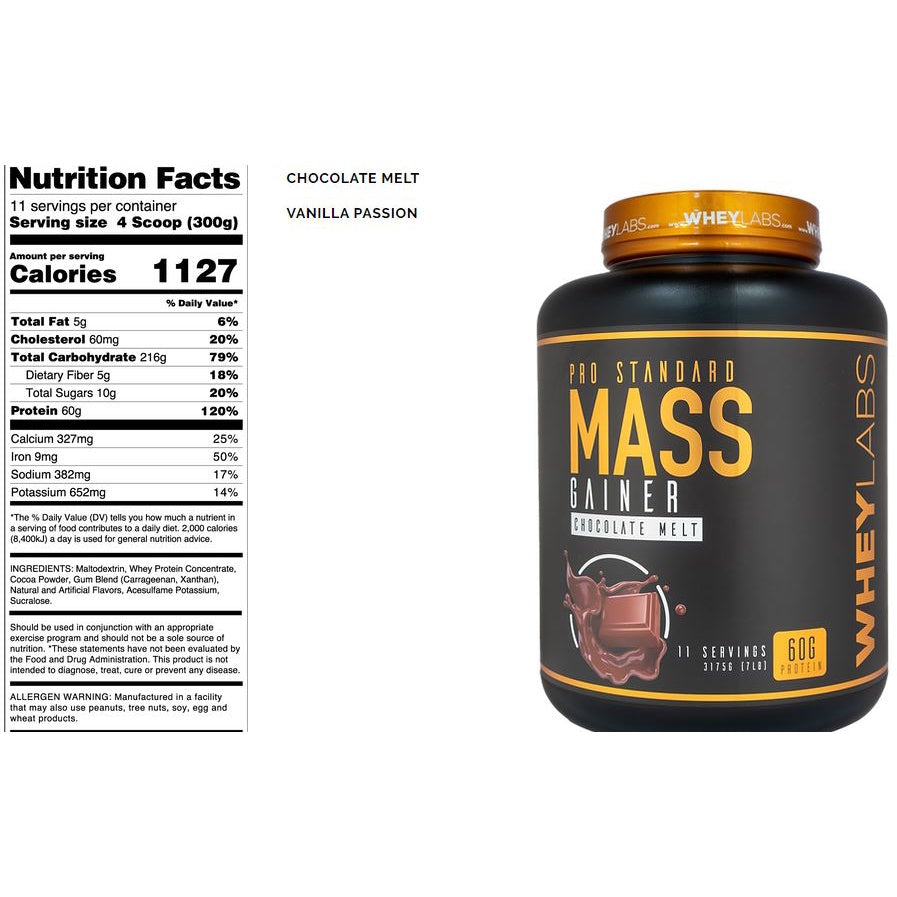 WHEYLABS PRO STANDARD MASS GAINER 7LBS with or without SHAKER - WheyLabs
