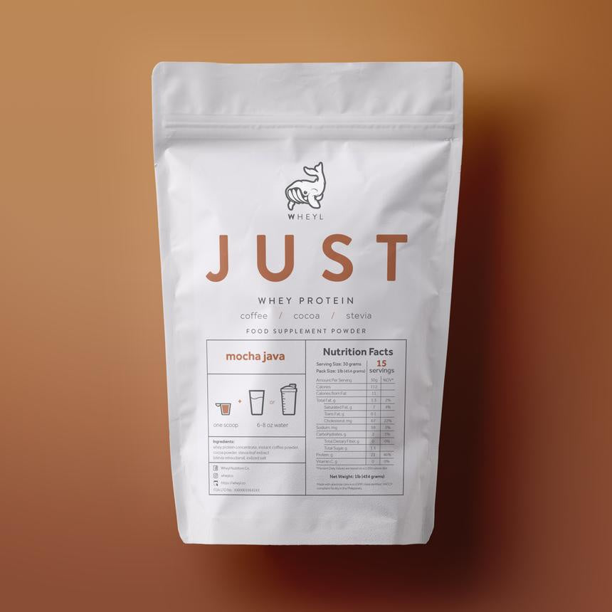 JUST WHEY PROTEIN 1LB - 15 Servings with Scooper and Stickers [by WHEYL NUTRITION]