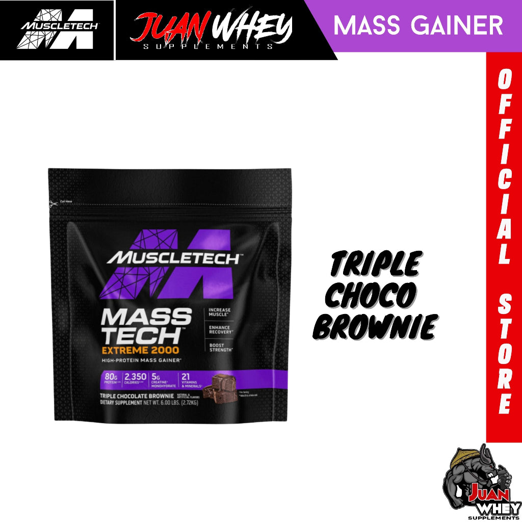 Muscletech Mass Tech Masstech Extreme 2000 6lbs - Ultimate 100% Whey Protein Mass Gainer Powder