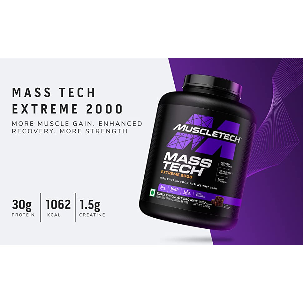 Muscletech Mass Tech Extreme 2000 12LBS - Ultimate 100% Protein Mass Gainer Powder