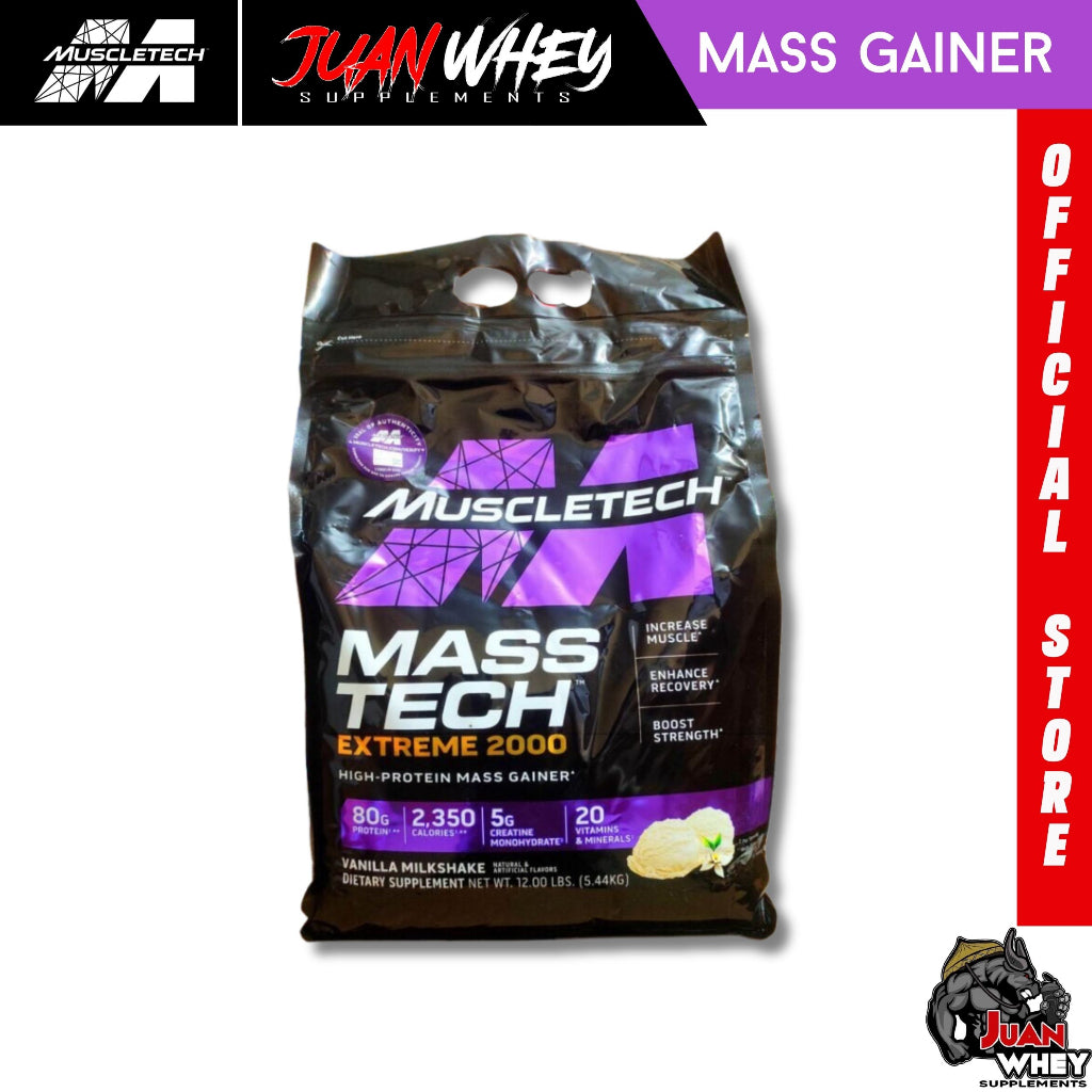 Muscletech Mass Tech Extreme 2000 12LBS - Ultimate 100% Protein Mass Gainer Powder