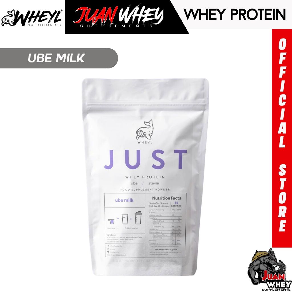 JUST WHEY PROTEIN 1LB - 15 Servings with Scooper and Stickers [by WHEYL NUTRITION]