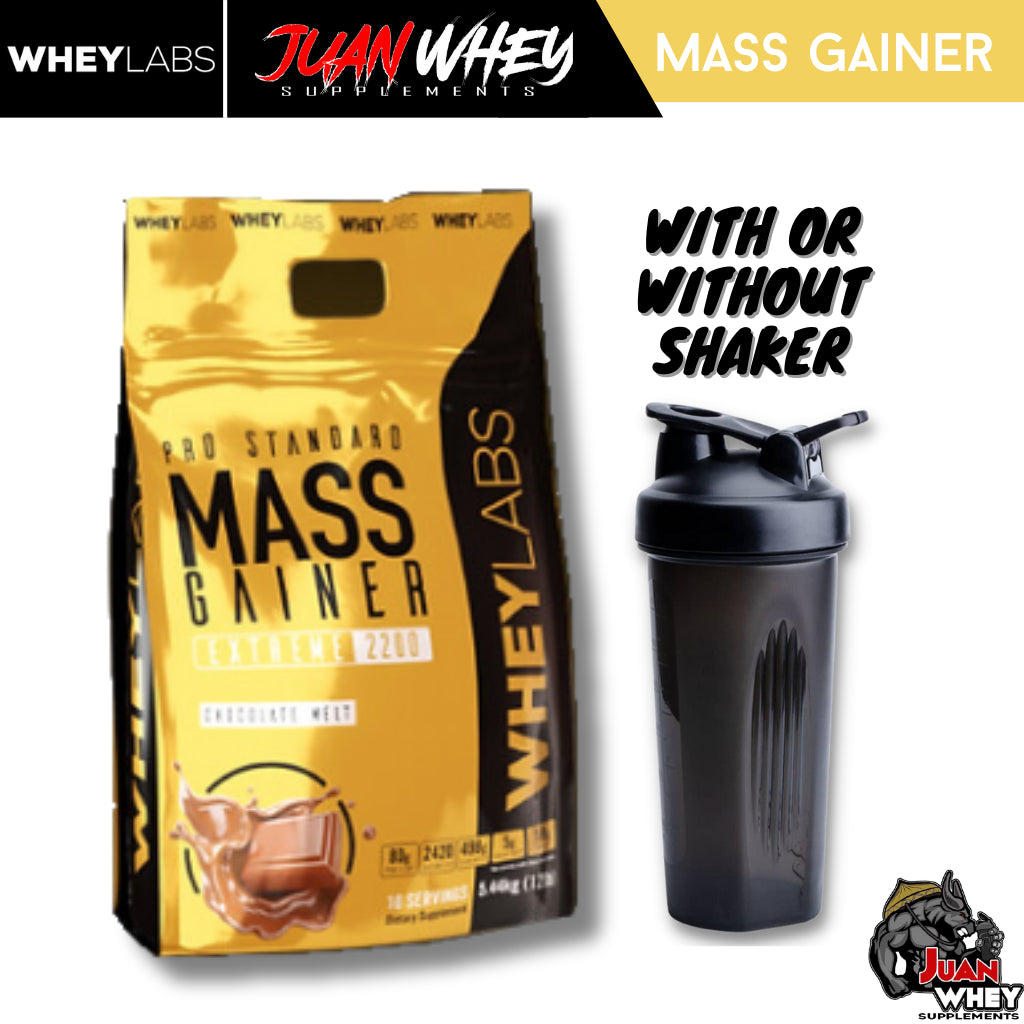 WHEYLABS PRO STANDARD MASS GAINER EXTREME 2200 12LBS with FREE Shaker