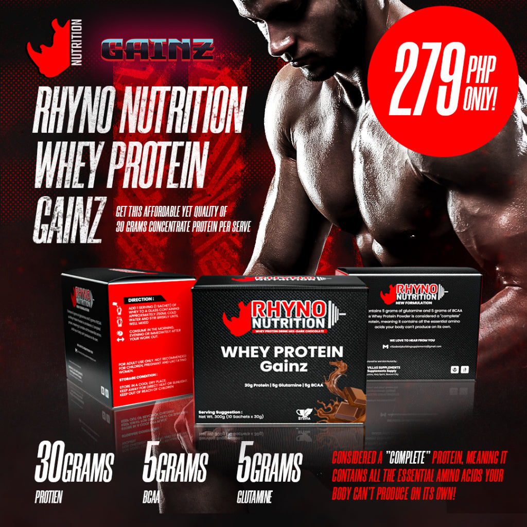 RHYNO NUTRITION WHEY PROTEIN GAINZ 10 SACHETS