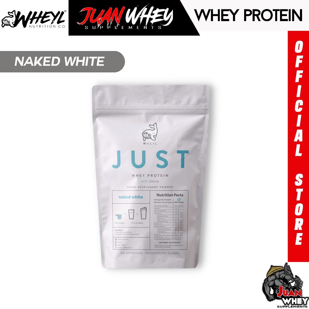 JUST WHEY PROTEIN 1LB - 15 Servings with Scooper and Stickers [by WHEYL NUTRITION]