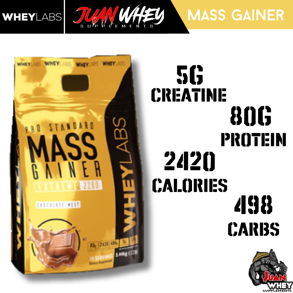 WHEYLABS PRO STANDARD MASS GAINER EXTREME 2200 12LBS with FREE Shaker