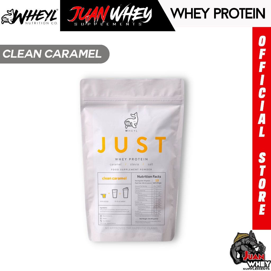 JUST WHEY PROTEIN 1LB - 15 Servings with Scooper and Stickers [by WHEYL NUTRITION]
