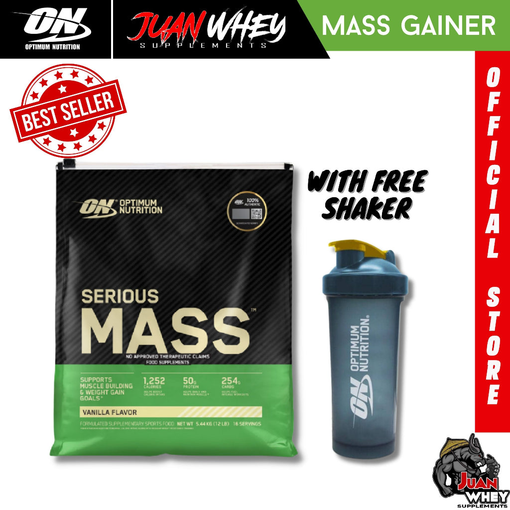 OPTIMUM NUTRITION SERIOUS MASS 12LBS plus FREEBIES