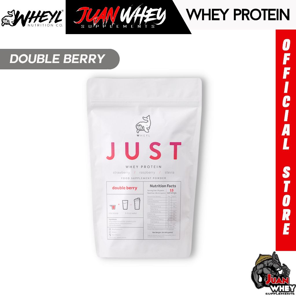 JUST WHEY PROTEIN 1LB - 15 Servings with Scooper and Stickers [by WHEYL NUTRITION]