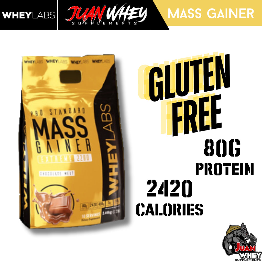 WHEYLABS PRO STANDARD MASS GAINER EXTREME 2200 12LBS with FREE Shaker