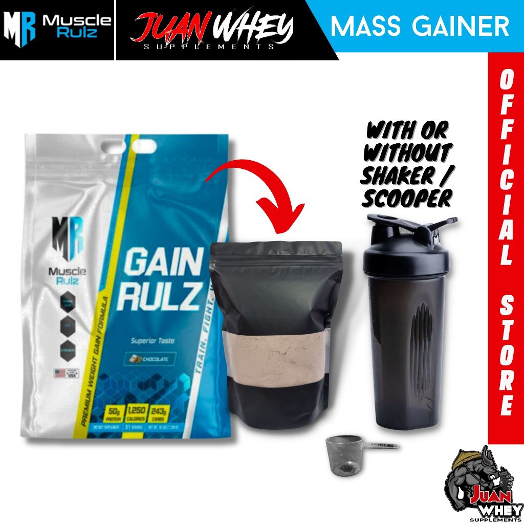 Muscle Rulz - Gain Rulz  Mass Gainer 1LB | 2LBS with or without Shaker + Freebies!