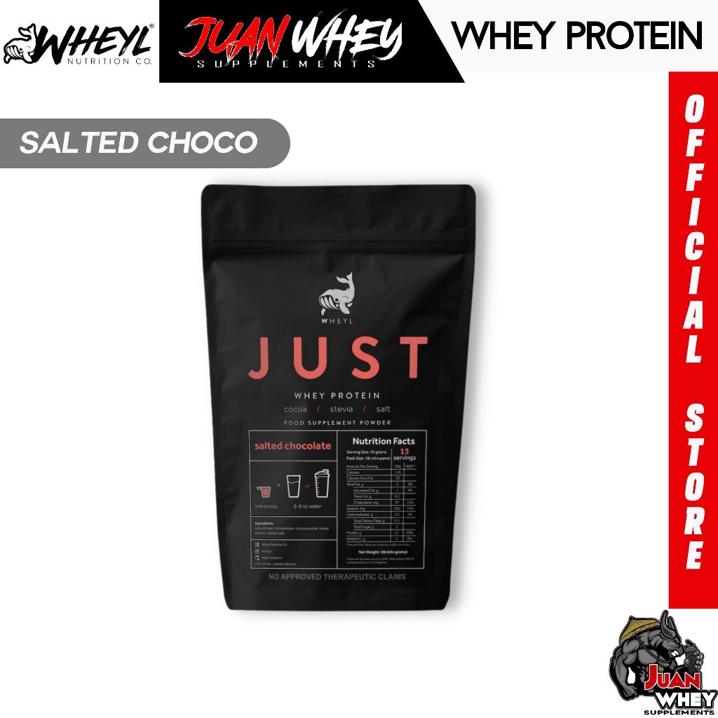 JUST WHEY PROTEIN 1LB - 15 Servings with Scooper and Stickers [by WHEYL NUTRITION]