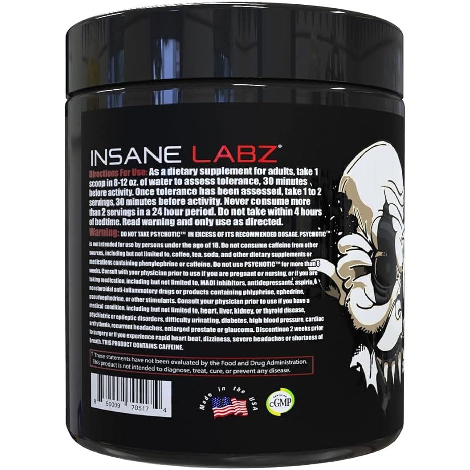Insane Labz Psychotic Infused Pre-Workout Powerhouse (Black) 35servings