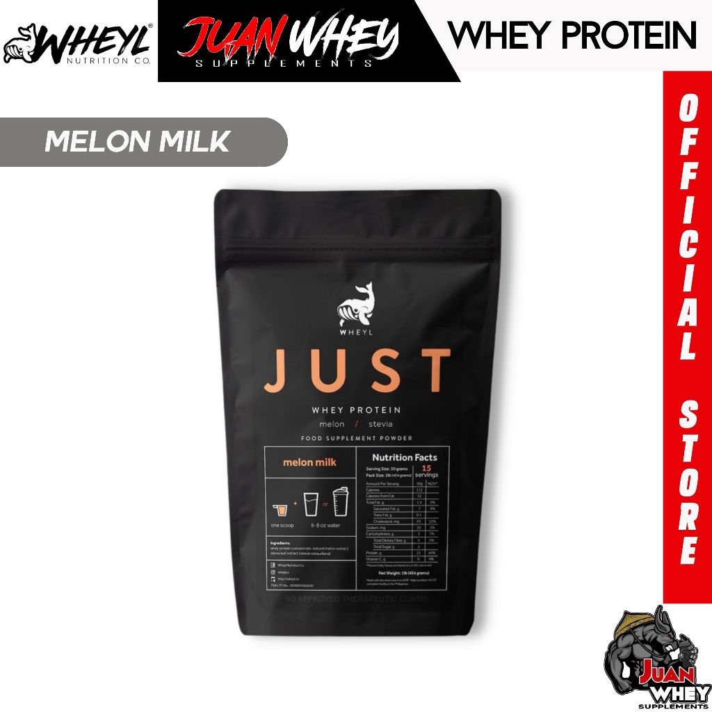 JUST WHEY PROTEIN 1LB - 15 Servings with Scooper and Stickers [by WHEYL NUTRITION]
