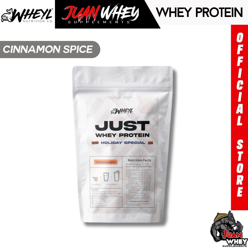 JUST WHEY PROTEIN 1LB - 15 Servings with Scooper and Stickers [by WHEYL NUTRITION]