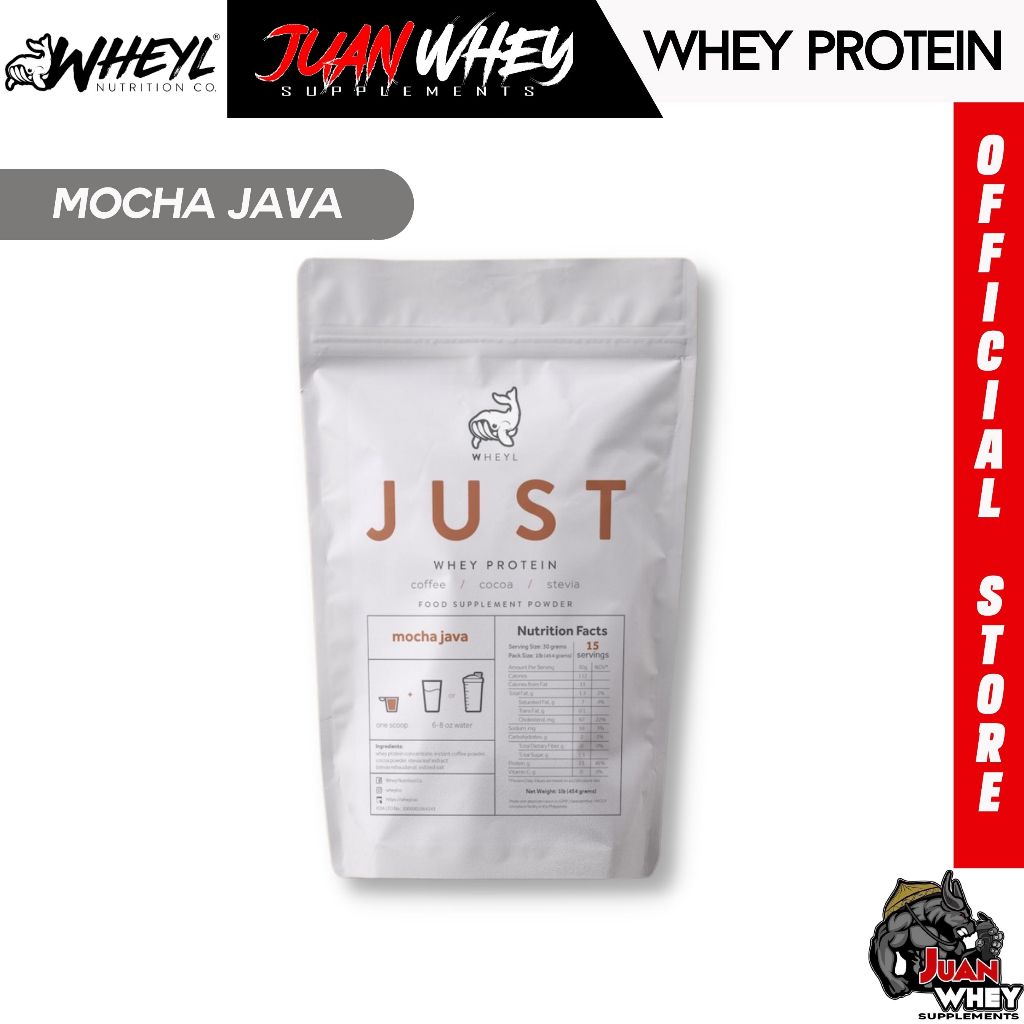 JUST WHEY PROTEIN 1LB - 15 Servings with Scooper and Stickers [by WHEYL NUTRITION]