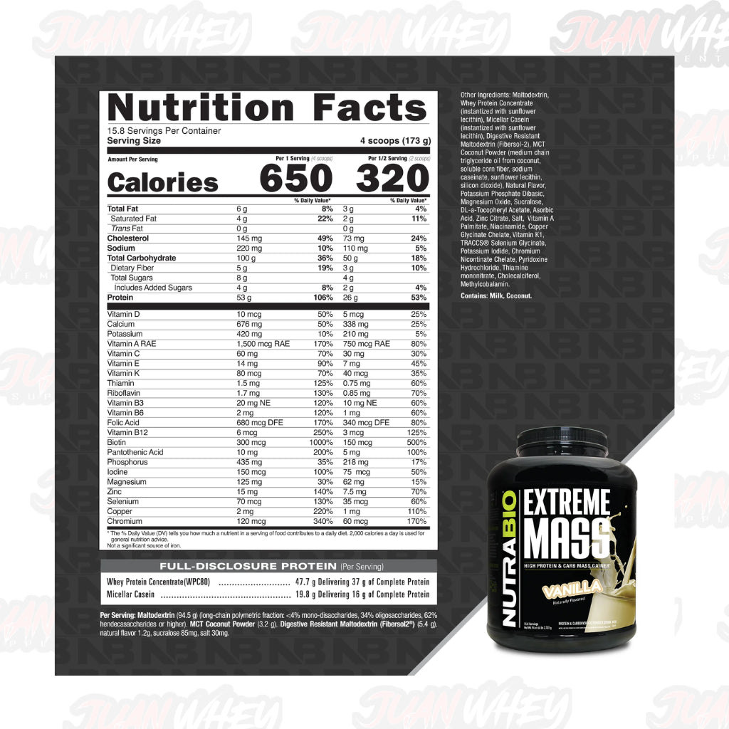 Nutrabio Extreme Mass 6LBS - High Protein & Carb Mass