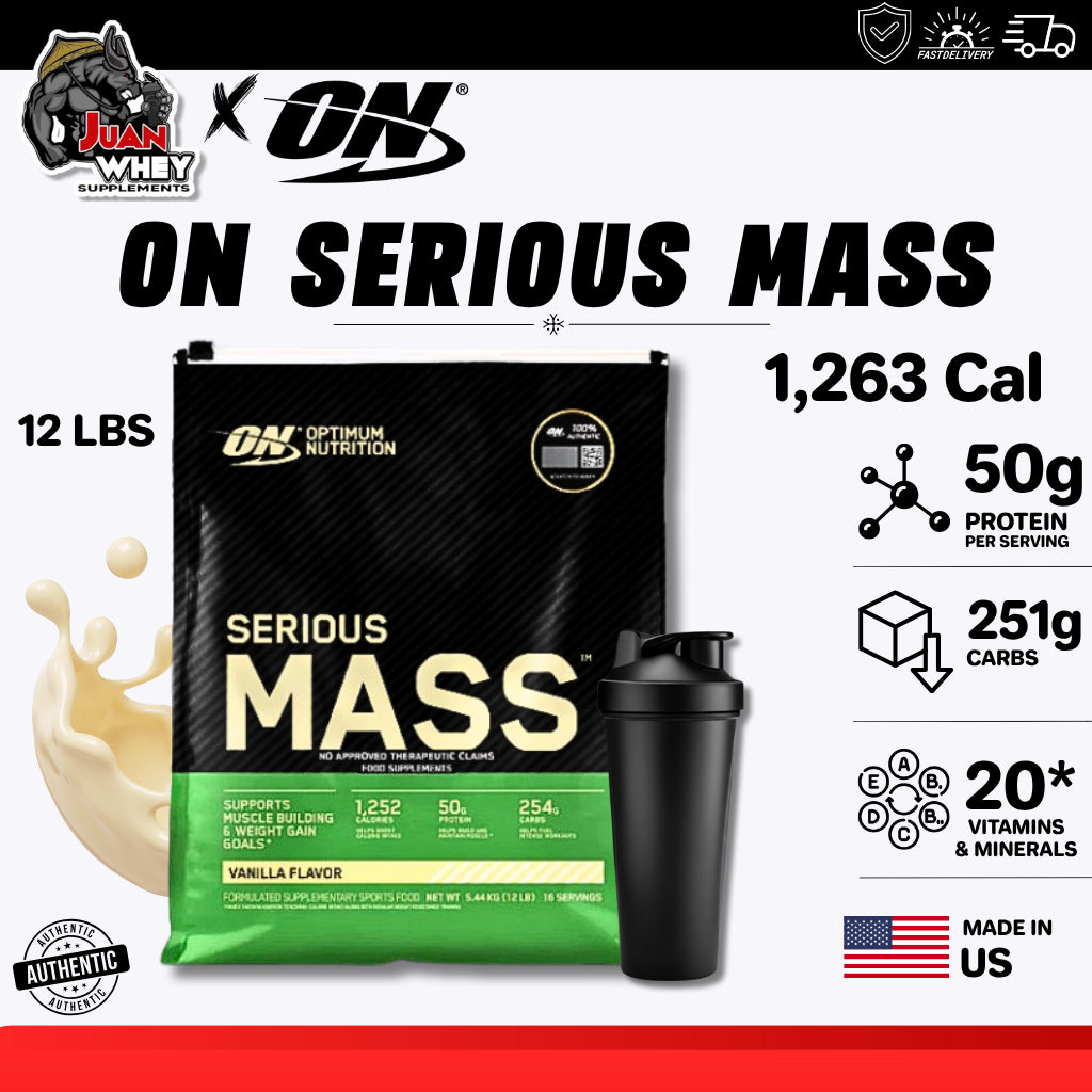 OPTIMUM NUTRITION SERIOUS MASS 12LBS plus FREEBIES