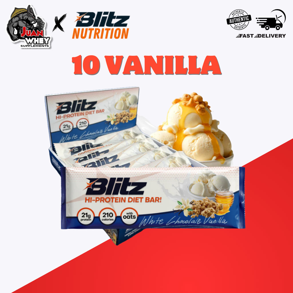Blitz Protein Bar Variety Pack 10-Bar Bundle Dark Chocolate Dream & White Chocolate Vanilla Freebies