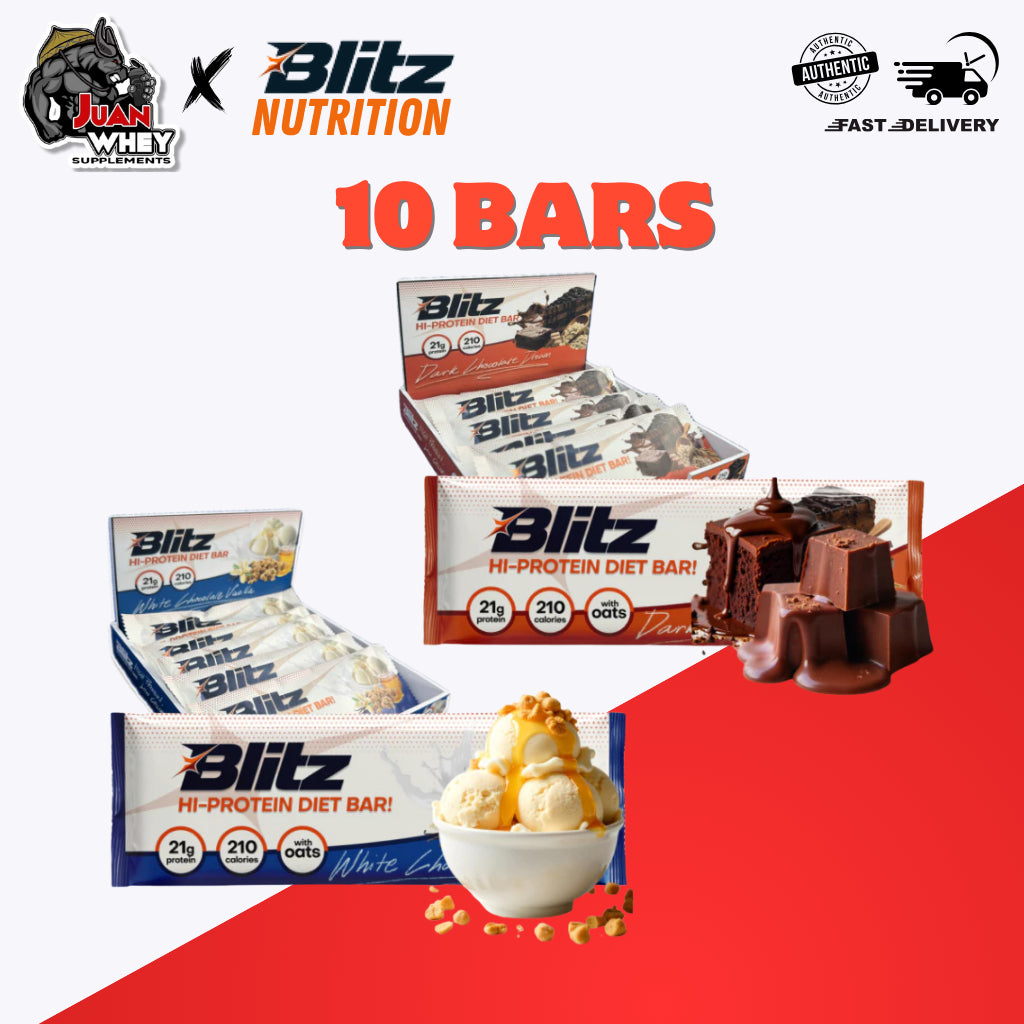 Blitz Protein Bar Variety Pack 10-Bar Bundle Dark Chocolate Dream & White Chocolate Vanilla Freebies
