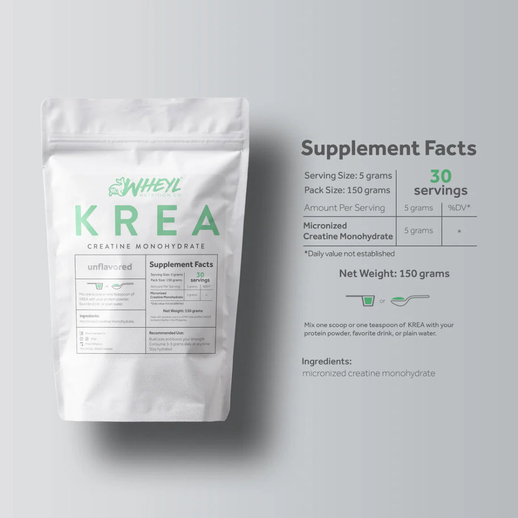 Wheyl Nutrition - Krea Creatine Monohydrate Unflavored 30 & 60 servings with or without Shaker