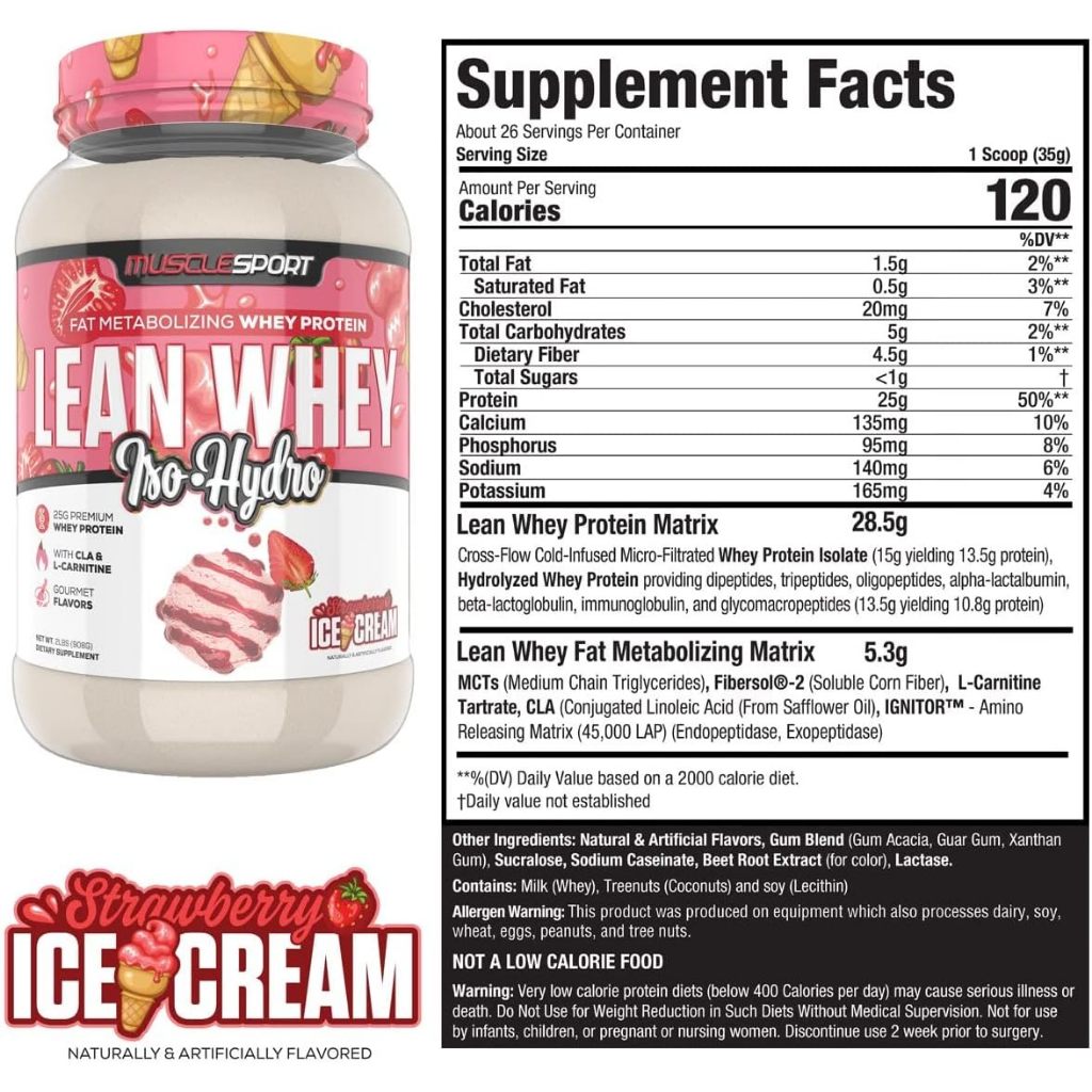 Musclesport Lean Whey Isolate | Iso hydro - Fat Metabolizing Whey Protein 2LBS