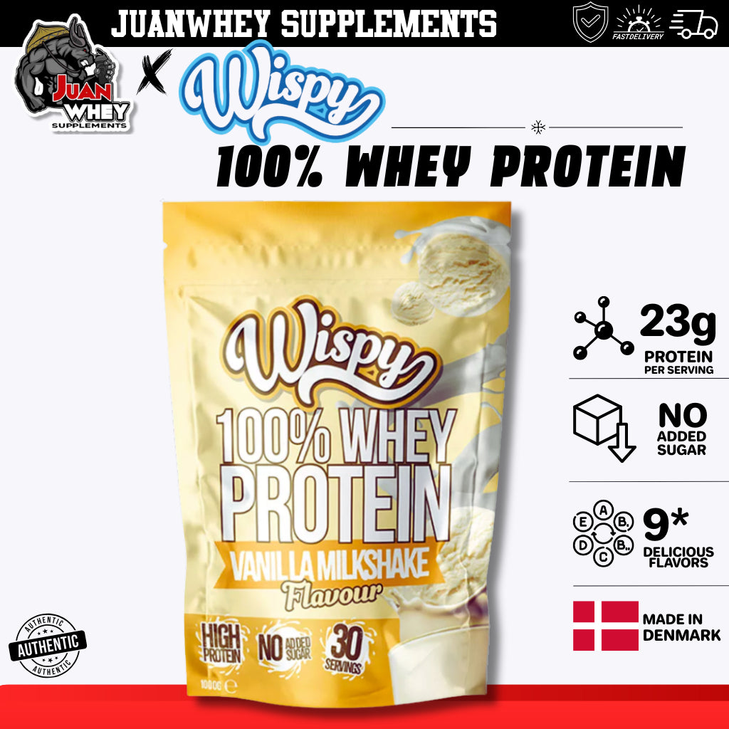 Wispy 100% Whey Protein 1000g 30 Servings with or withour Shaker