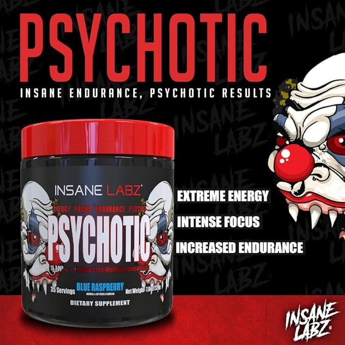 INSANE LABZ PSYCHOTIC PREWORKOUT 35 SERVINGS WITH FREEBIES