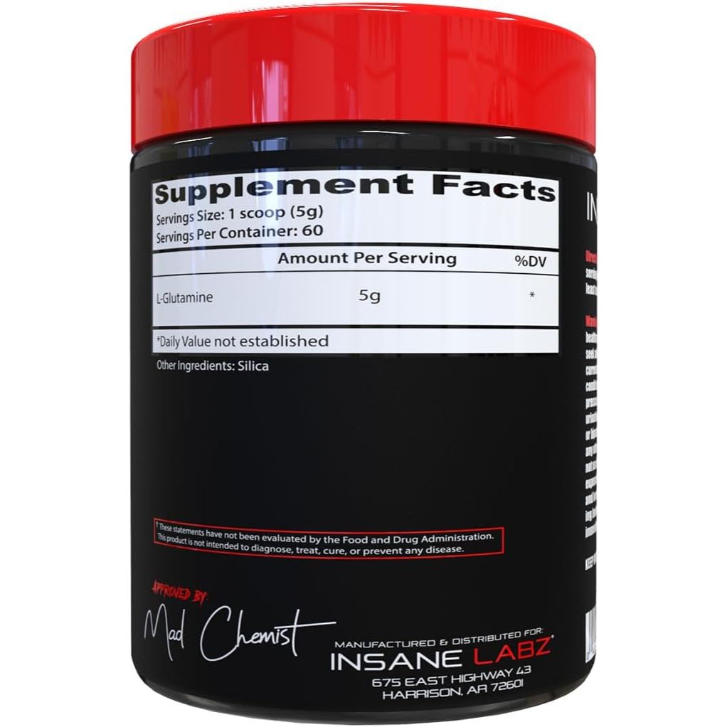 Insane Labz Asylum Cabinet Glutamine 5g per Serving (60 Servings)