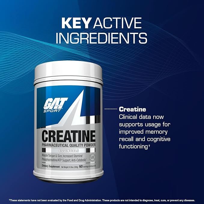 GAT Sports Creatine Monohydrate 60 Servings Unflavored