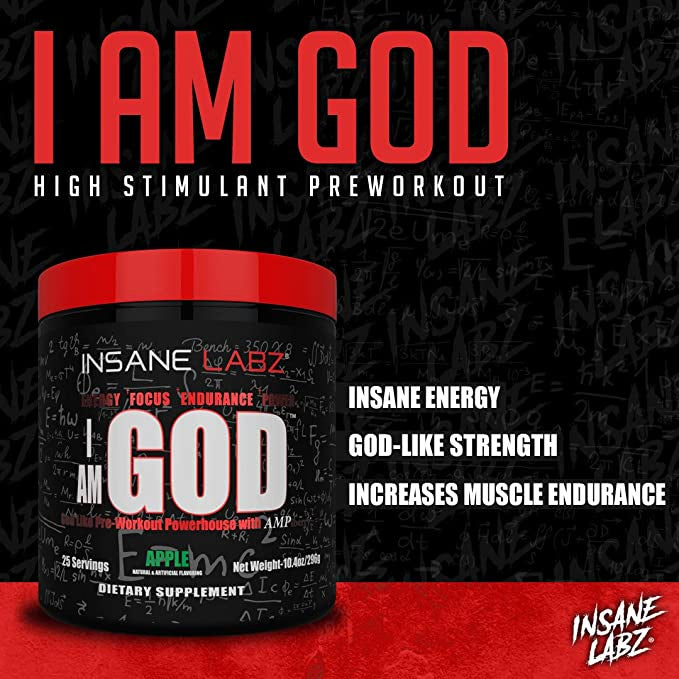 INSANE LABZ I Am God High Stimulant Pre-Workout Powder (25 Servings)