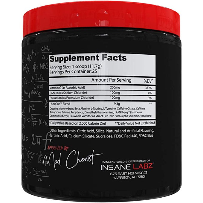 INSANE LABZ I Am God High Stimulant Pre-Workout Powder (25 Servings)