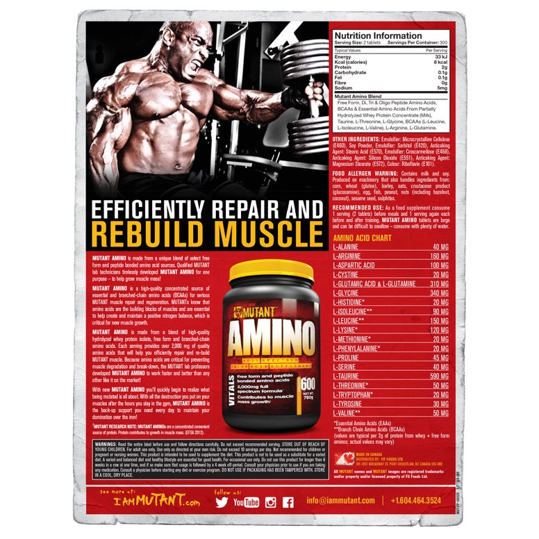 MUTANT AMINO TABLETS (300/600)